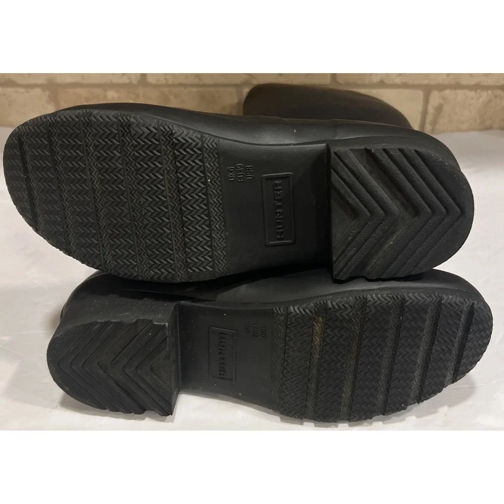 Hunter Original Tall Boots Adjustable Buckle Matte Black Women's Pull On Size 6